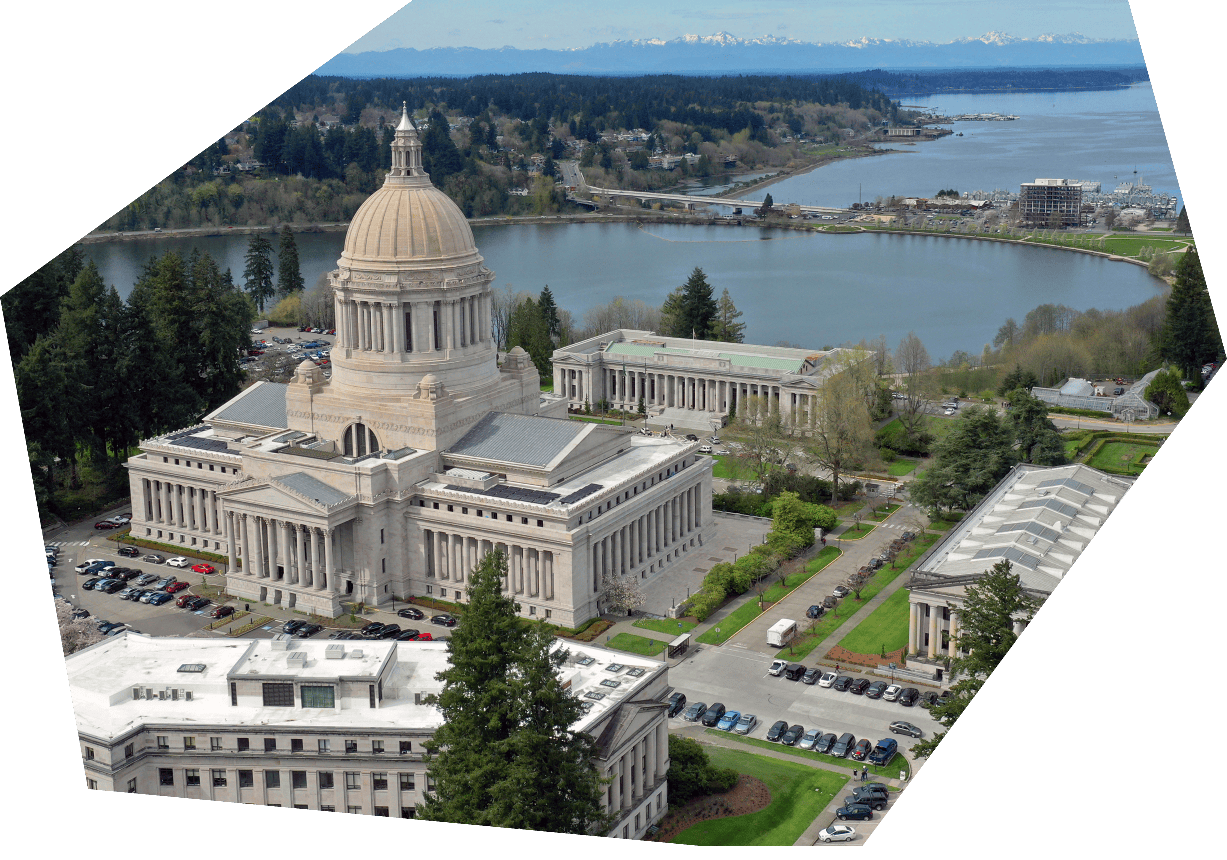 Aerial view of Washington State Capitol building